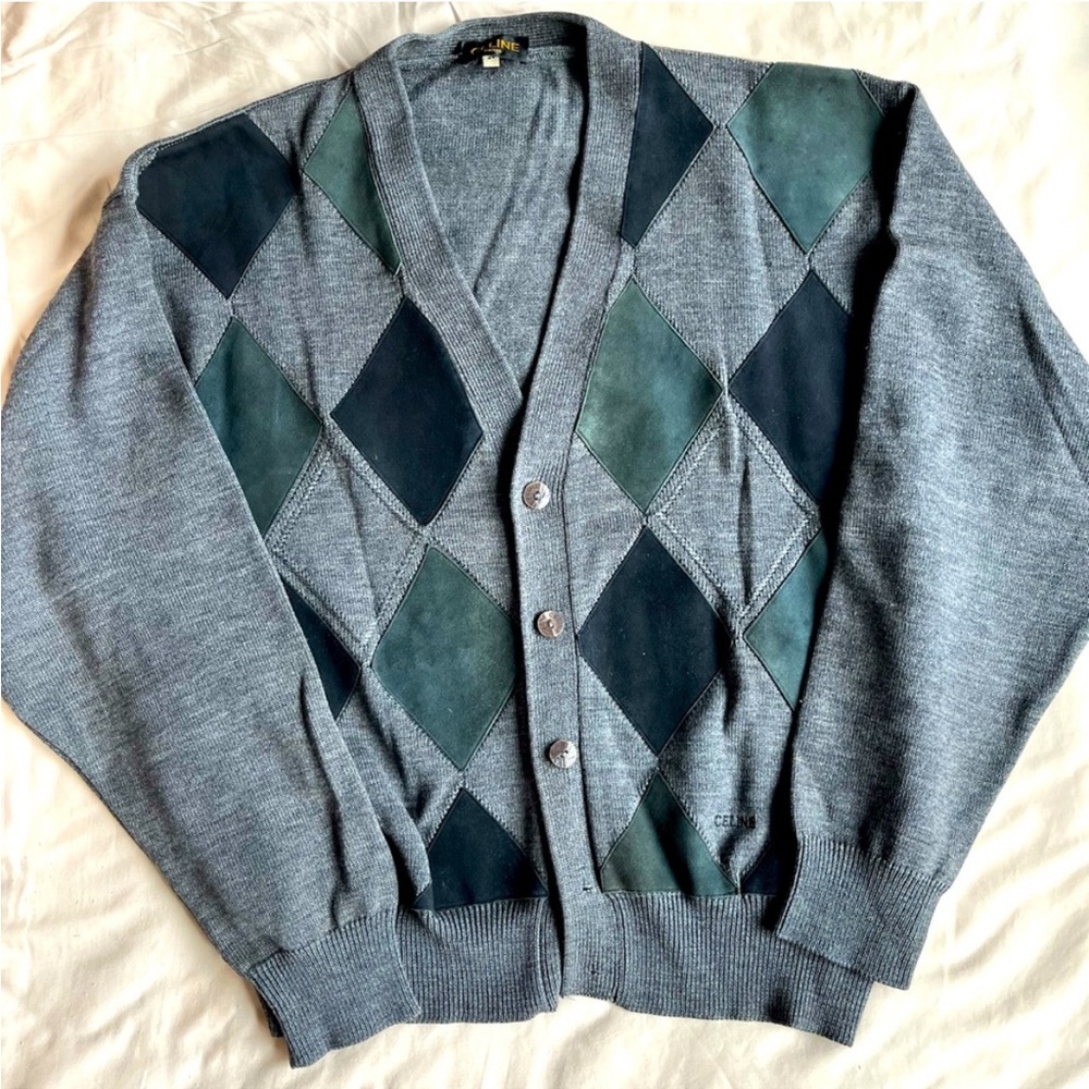 Celine Paris Grey Men’s Cardigan Size 50 Large
